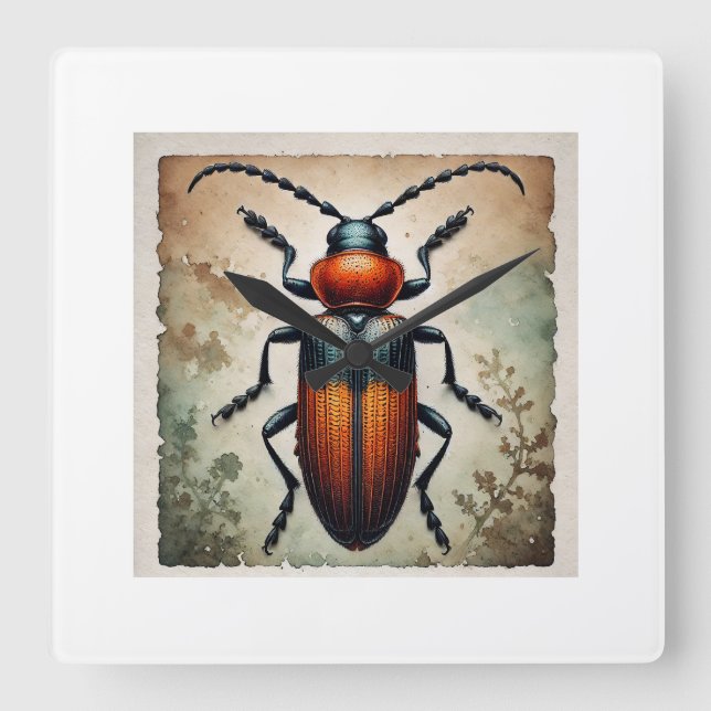 Soldier Beetle 060924IREF211 - Watercolor Fyrkantig Klocka (Framsida)