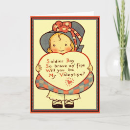 Soldier Boy Modigare och Bra Vintage Valentine Car Helgkort