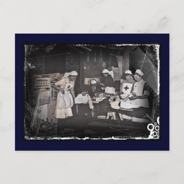 Soldier Child Nurses vid First Aid Station Vykort (Framsida)