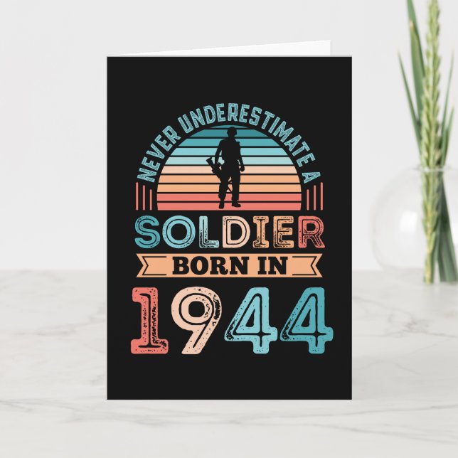 Soldier född 1944, 80:e födelsedagen Gift Veteran  Kort (Framsida)