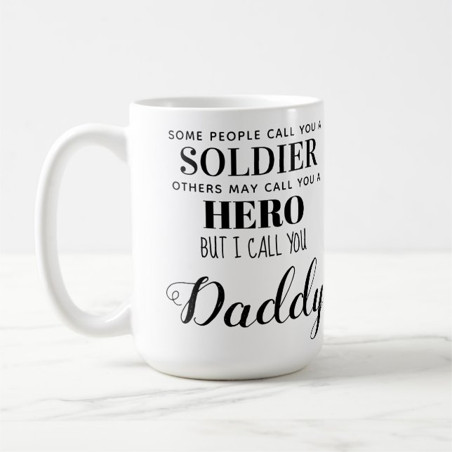 Soldier Hero Milio Pappa Fars dag Photo Kaffemugg (Vänster)