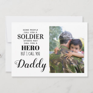 Soldier Hero Military Pappa Fars dag Photo Card Julkort
