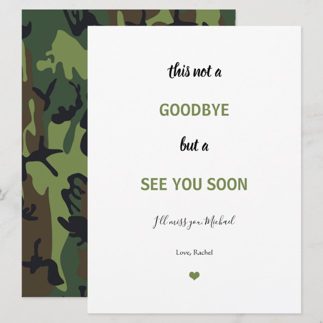 Soldier Milio Camo Farewell miss Adjö Kort (Fram/baksida)