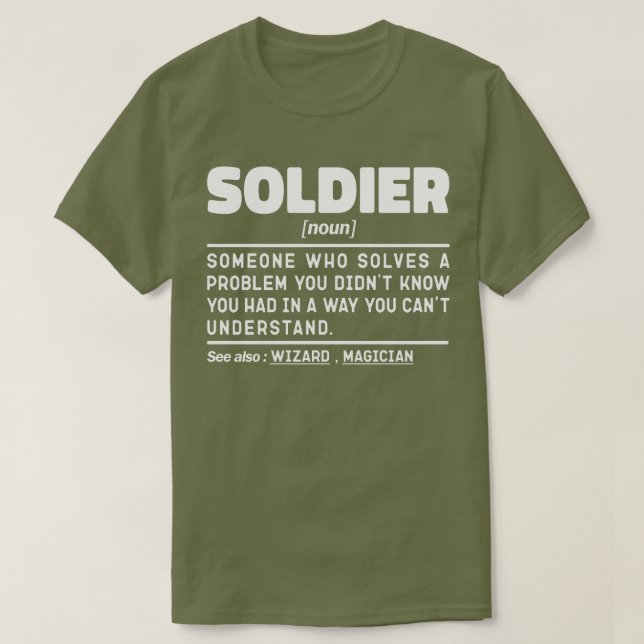 Soldier Noun Definition Retrött Veteran Pappa Cool T Shirt (Design framsida)