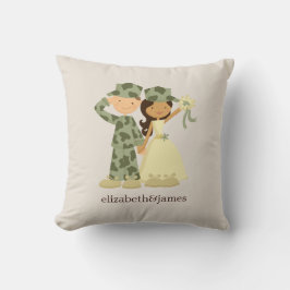 Soldier och Bride Bröllop Anpassningsbar Pillow Kudde
