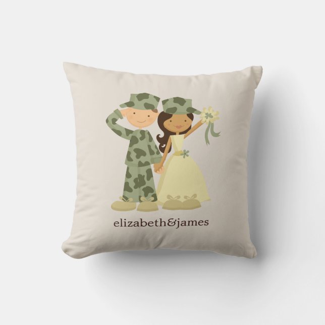 Soldier och Bride Bröllop Anpassningsbar Pillow Kudde (Framsida)