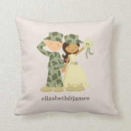 Soldier och Bride Bröllop Anpassningsbar Pillow Kudde