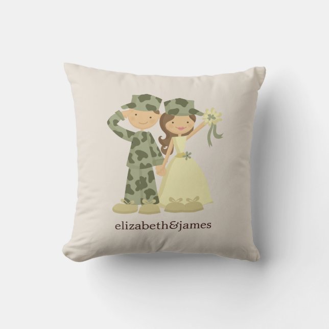 Soldier och Bride Bröllop Anpassningsbar Pillow Kudde (Framsida)
