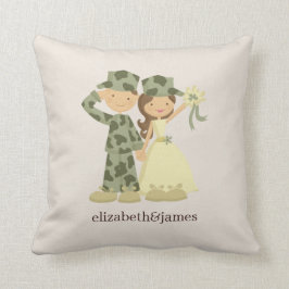 Soldier och Bride Bröllop Anpassningsbar Pillow Kudde