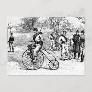 Soldier på Penny Farthing Bicycle Vykort