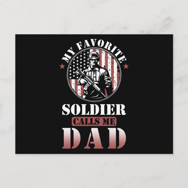 Soldier Pappa Gift USA Vykort (Framsida)