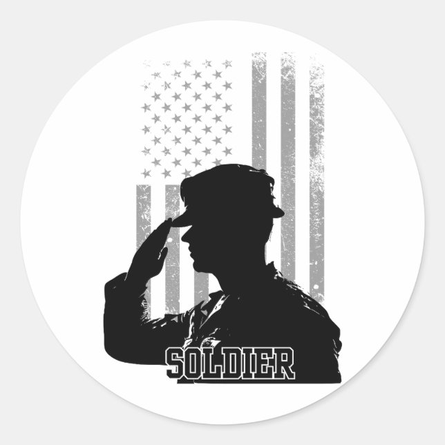 Soldier Runt Klistermärke (Framsida)
