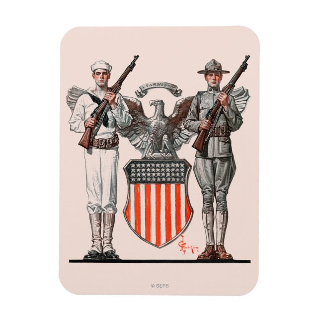 Soldier, Sailor och USA Shield Magnet (Vertikal)