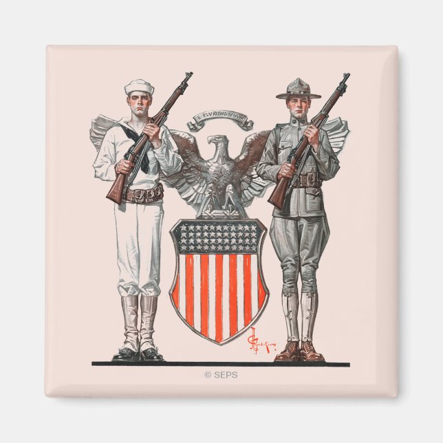 Soldier, Sailor och USA Shield Magnet (Framsidan)