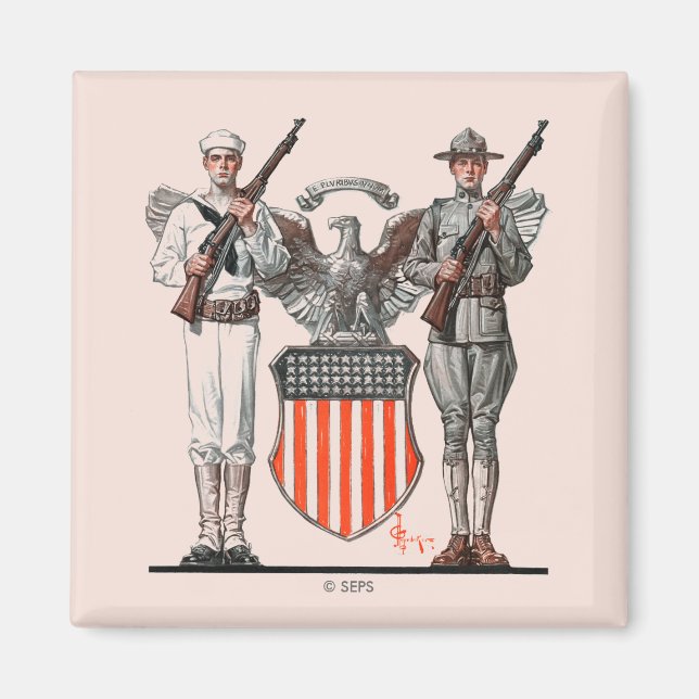 Soldier, Sailor och USA Shield Magnet (Framsidan)