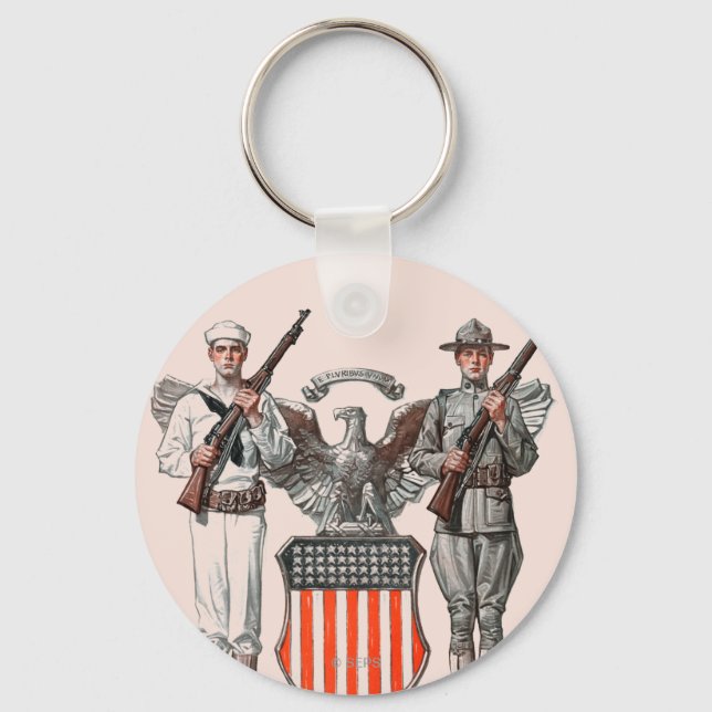 Soldier, Sailor och USA Shield Nyckelring (Framsida)