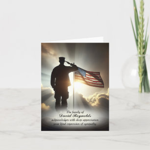 Soldier Saluting American Flagga Tack Kort