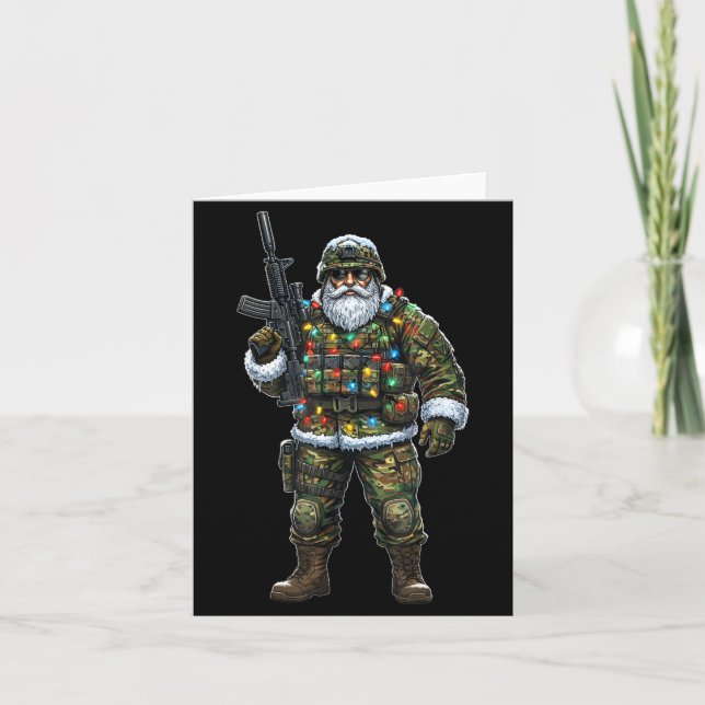 Soldier Santa Camouflage Christmas Military Hunter Kort (Framsida)