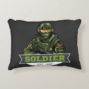 Soldier taktisk logotyp – Militär emblemdesign Prydnadskudde