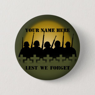 Soldier Tribute Buttons Lest Vi glömmer Krig Butto Knapp