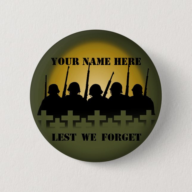 Soldier Tribute Buttons Lest Vi glömmer Krig Butto Knapp (Framsida)