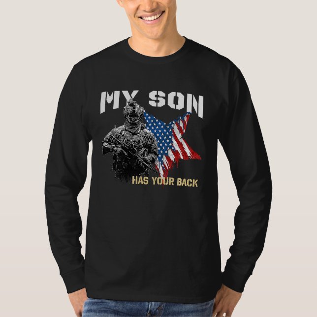 Soldier Veteran My Son Has Your Back T Shirt (Framsida)