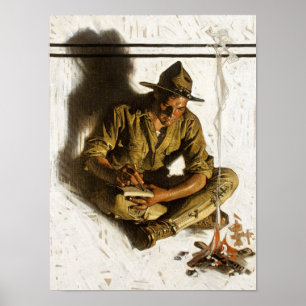 Soldiers Brev to Home, 1917 av Leyendecker Poster