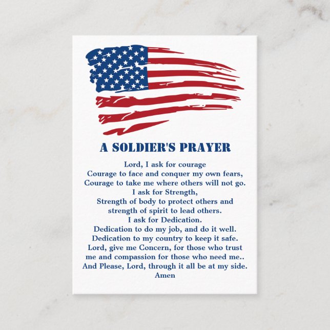 Soldiers Prayer Militär amerikansk Flagga Patrioti Visitkort (Framsida)