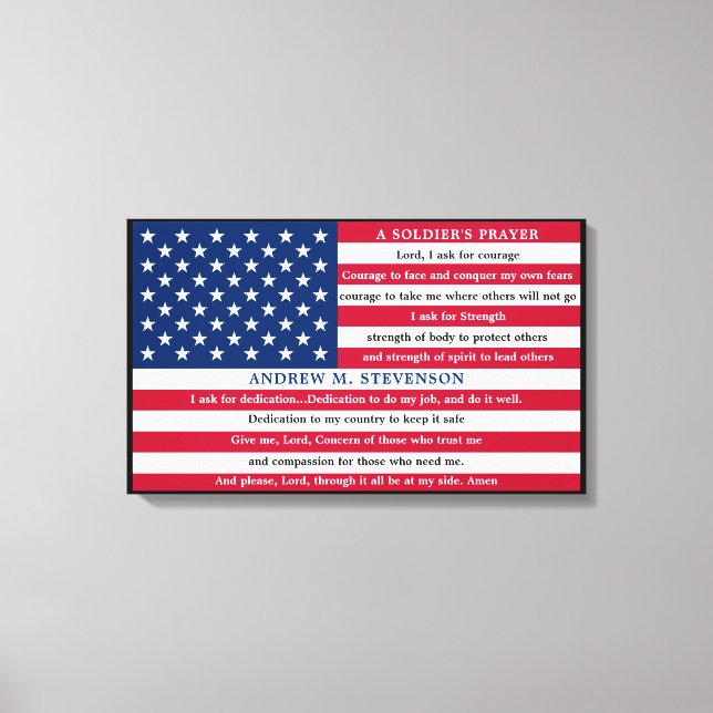 Soldiers Prayer Personlig USA Amerikansk Flagga Canvastryck (Framsida)