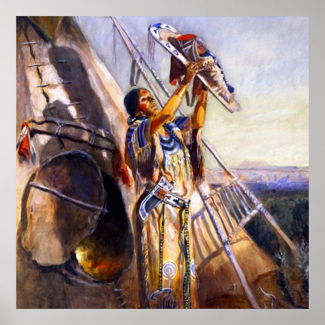 ”Soldyrkan i Montana” av Charles Russell Poster (Framsidan)