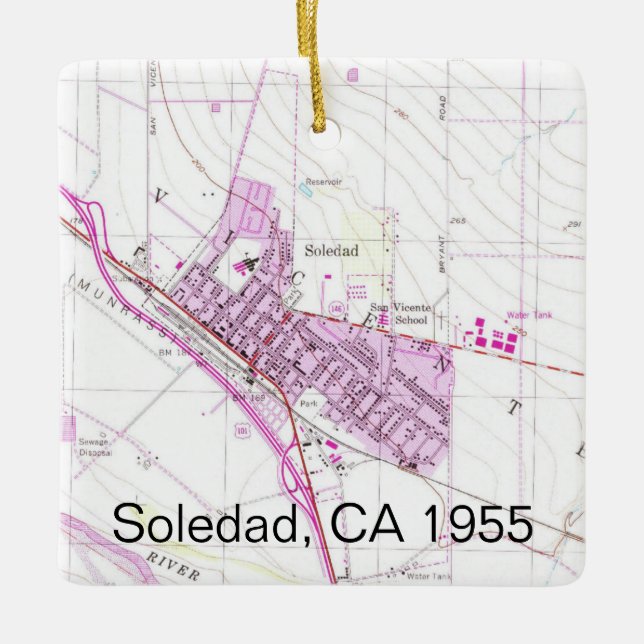 Soledad CA 1955 Karta Julgransprydnad Keramik (Framsida)