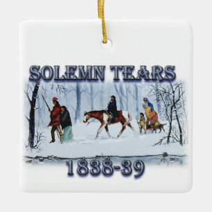 Solemn Tårar skildrar Cherokee Trail Julgransprydnad Keramik