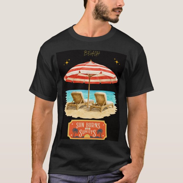 solen bränner sommarstrand  t shirt (Framsida)
