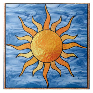 Solen och himmel belägger med tegel Trivet Kakelplatta