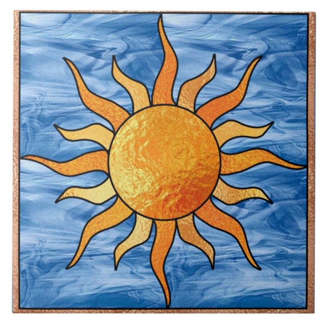 Solen och himmel belägger med tegel Trivet Kakelplatta (Framsidan)