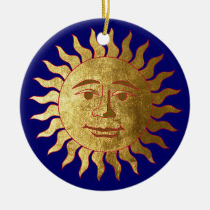 Solen och månen julgransprydnad keramik