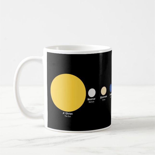 Solen och planeterna på skotsk gaeliska kaffemugg (Vänster)