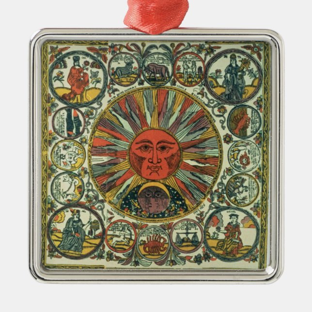 Solen och zodiacen, ryss, sent 18th århundrade julgransprydnad metall (Framsidan)