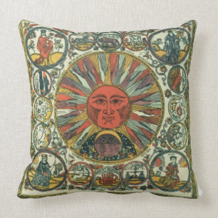 Solen och zodiacen, ryss, sent 18th århundrade kudde