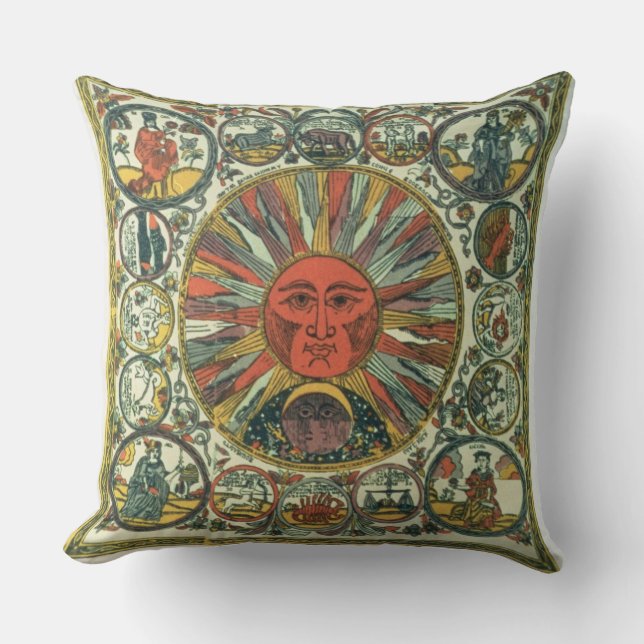 Solen och zodiacen, ryss, sent 18th århundrade kudde (Framsida)