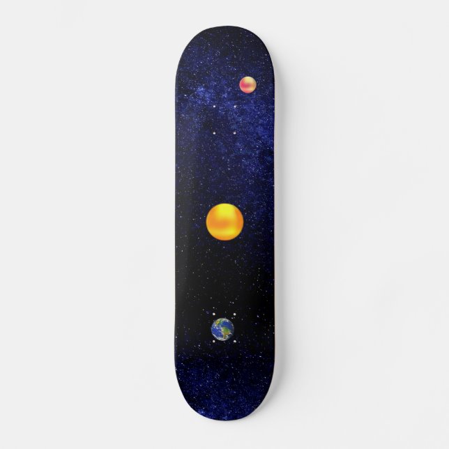 Solen & planeten jorden på galax skateboard (Framsida)