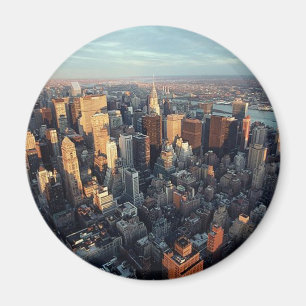 Solen ställer in på den New York City Staden-scape Magnet