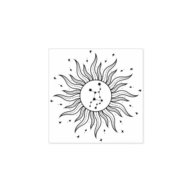 Solens Horoskop Jungfru Gummistämpel Stämpel (Tryck)