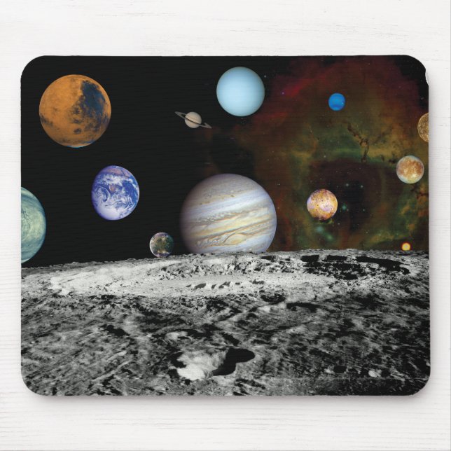 Solens system Voyager Bilder Montage Rymdfoton Musmatta (Framsidan)