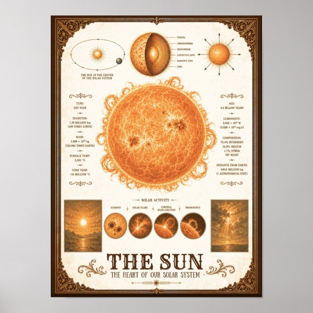 Solens viktorianska astronomidiagram poster (Framsidan)