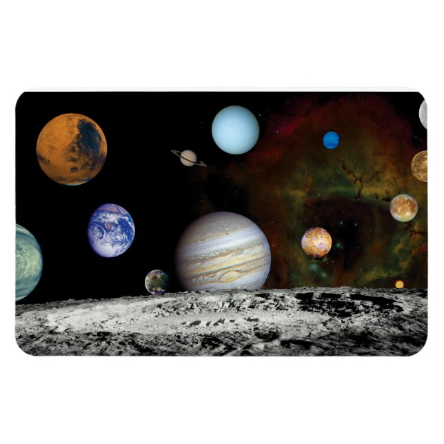 Solensystemet Voyager Bilder Montage Rymdfotografi Magnet (Horisontell)