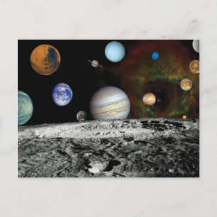 Solensystemet Voyager Bilder Montage Rymdfoton Vykort