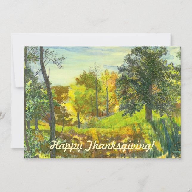 Solfall, målning av vattenfärg på silke anteckningskort (Framsida)