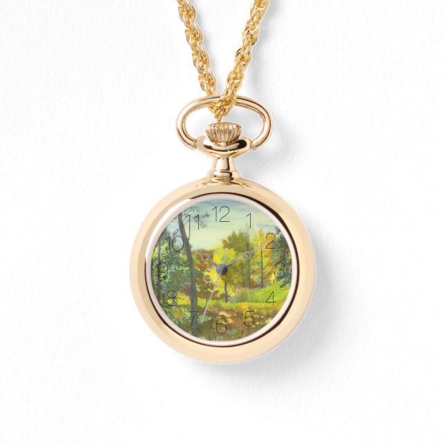 Solfallsmålning, vattenfärg armbandsur (Framsida)