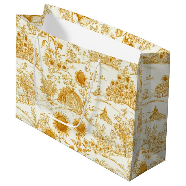 Solfält Landskap Vintage Gul Toile (Framsidan Vinklad)